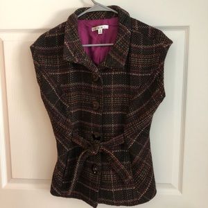 CAbi Cinch Waist Tweed Vest